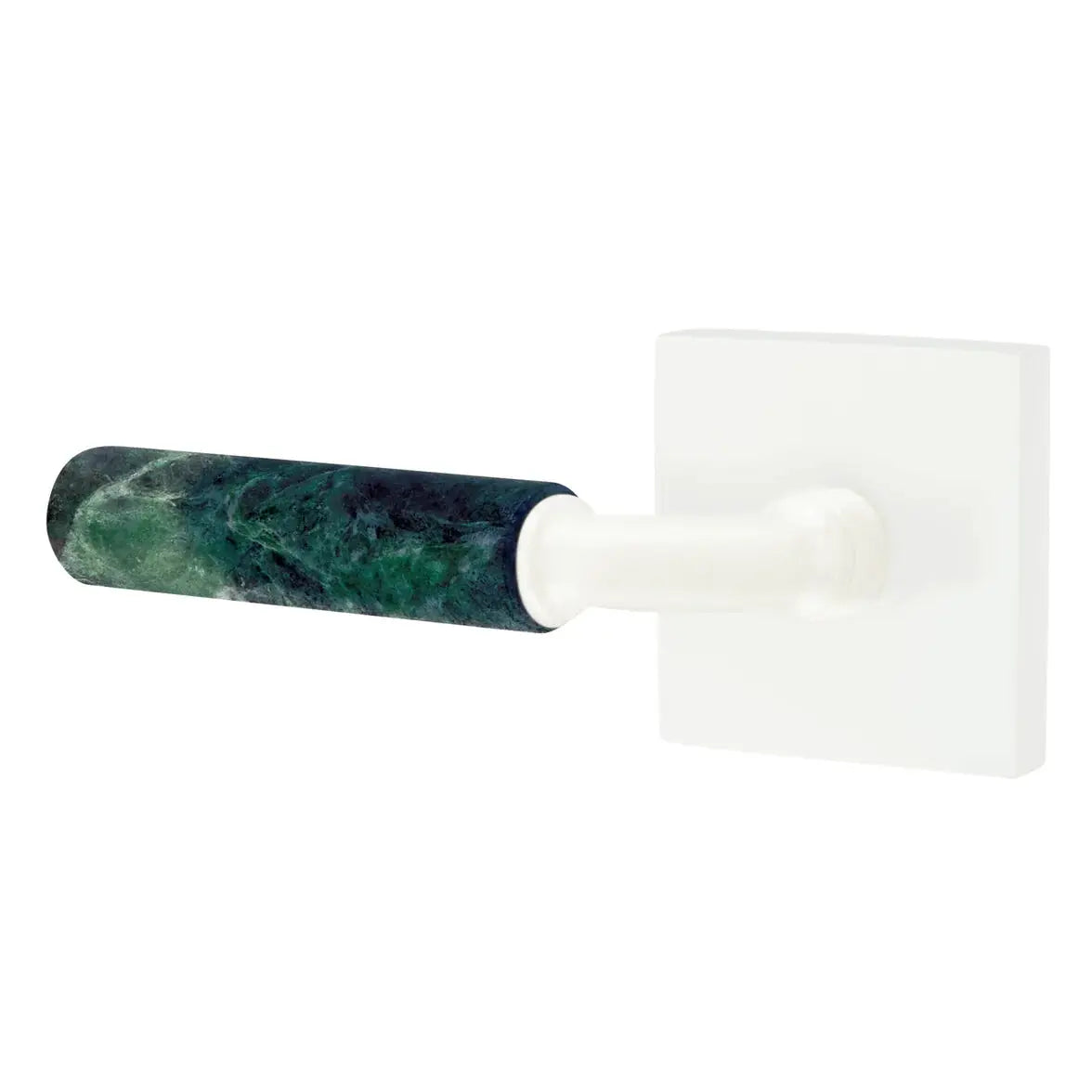 Emtek Green Marble Lever with Square Rosette and R-Bar Stem by Emtek