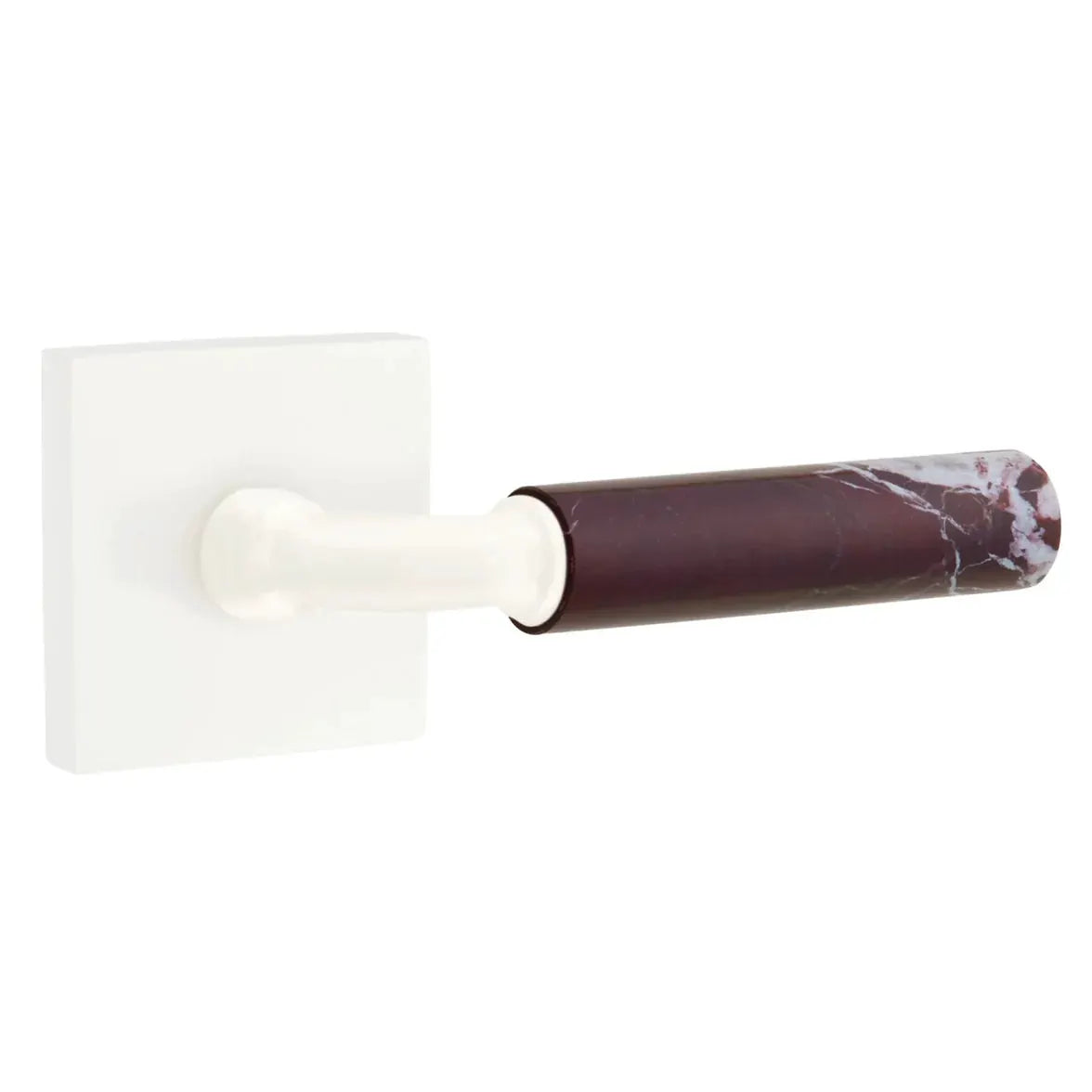 Emtek Rosso Levanto Marble Lever with Square Rosette and R-Bar Stem by Emtek