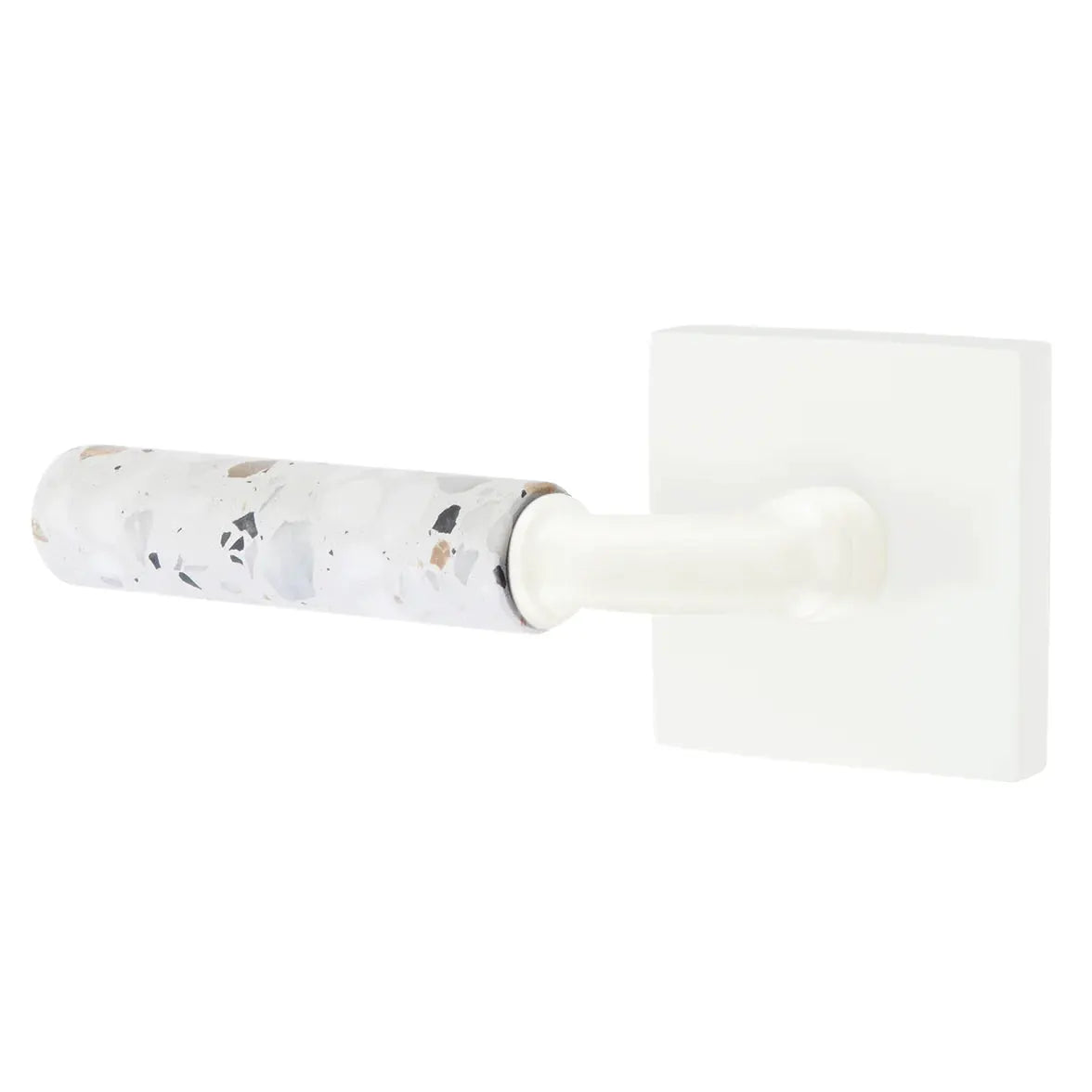 Emtek Light Terrazzo Lever with Square Rosette and R-Bar Stem by Emtek