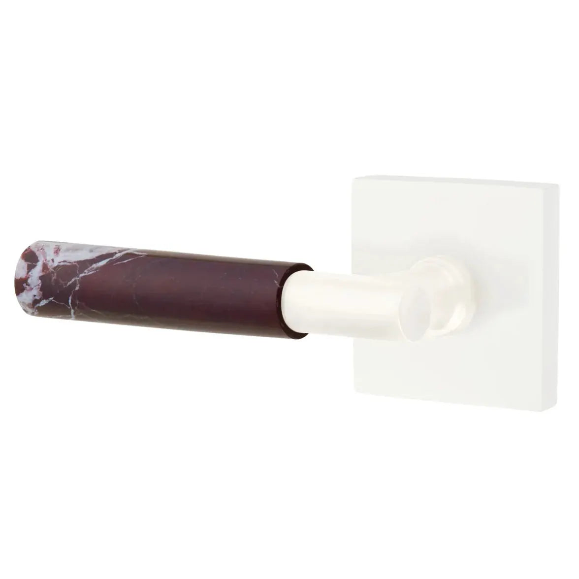 Emtek Rosso Levanto Marble Lever with Square Rosette and T-Bar Stem by Emtek