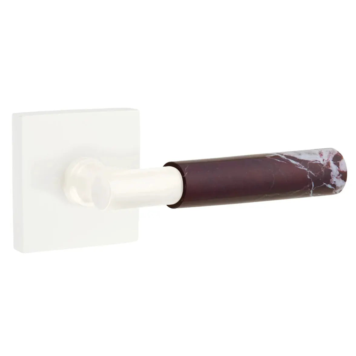 Emtek Rosso Levanto Marble Lever with Square Rosette and T-Bar Stem by Emtek