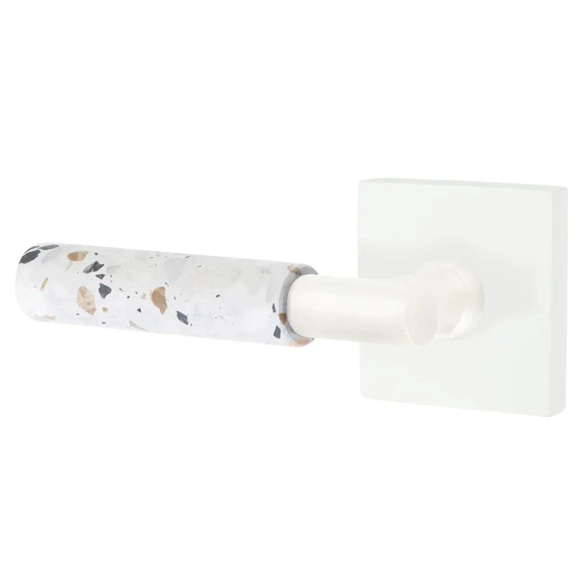 Emtek Light Terrazzo Lever with Square Rosette and T-Bar Stem by Emtek
