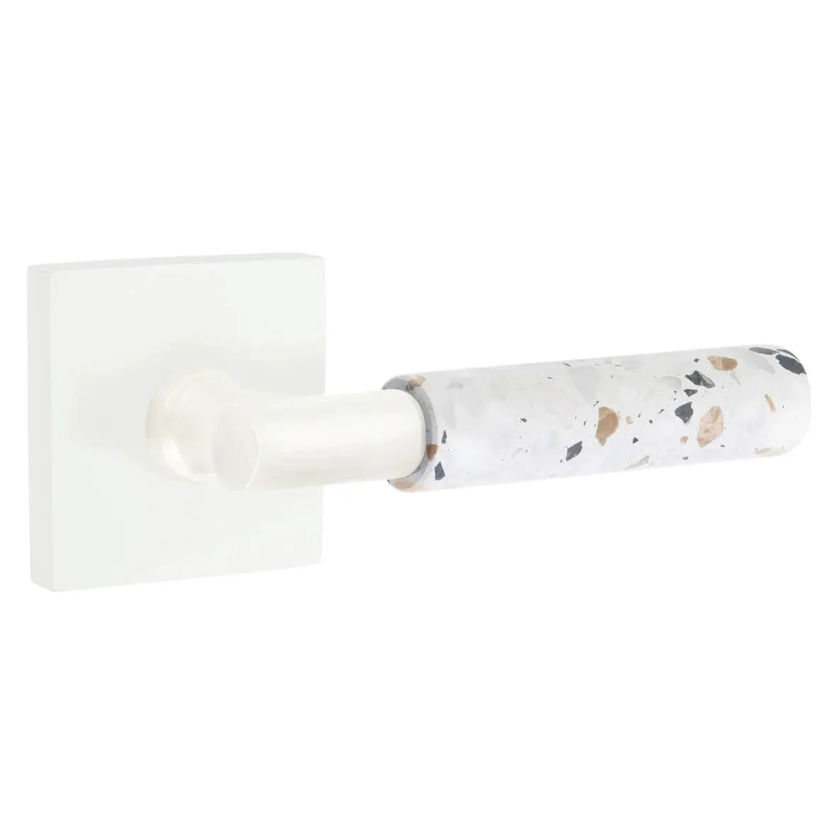 Emtek Light Terrazzo Lever with Square Rosette and T-Bar Stem by Emtek