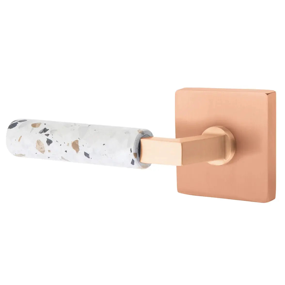 Emtek Light Terrazzo Lever with Square Rosette and L-Square Stem by Emtek