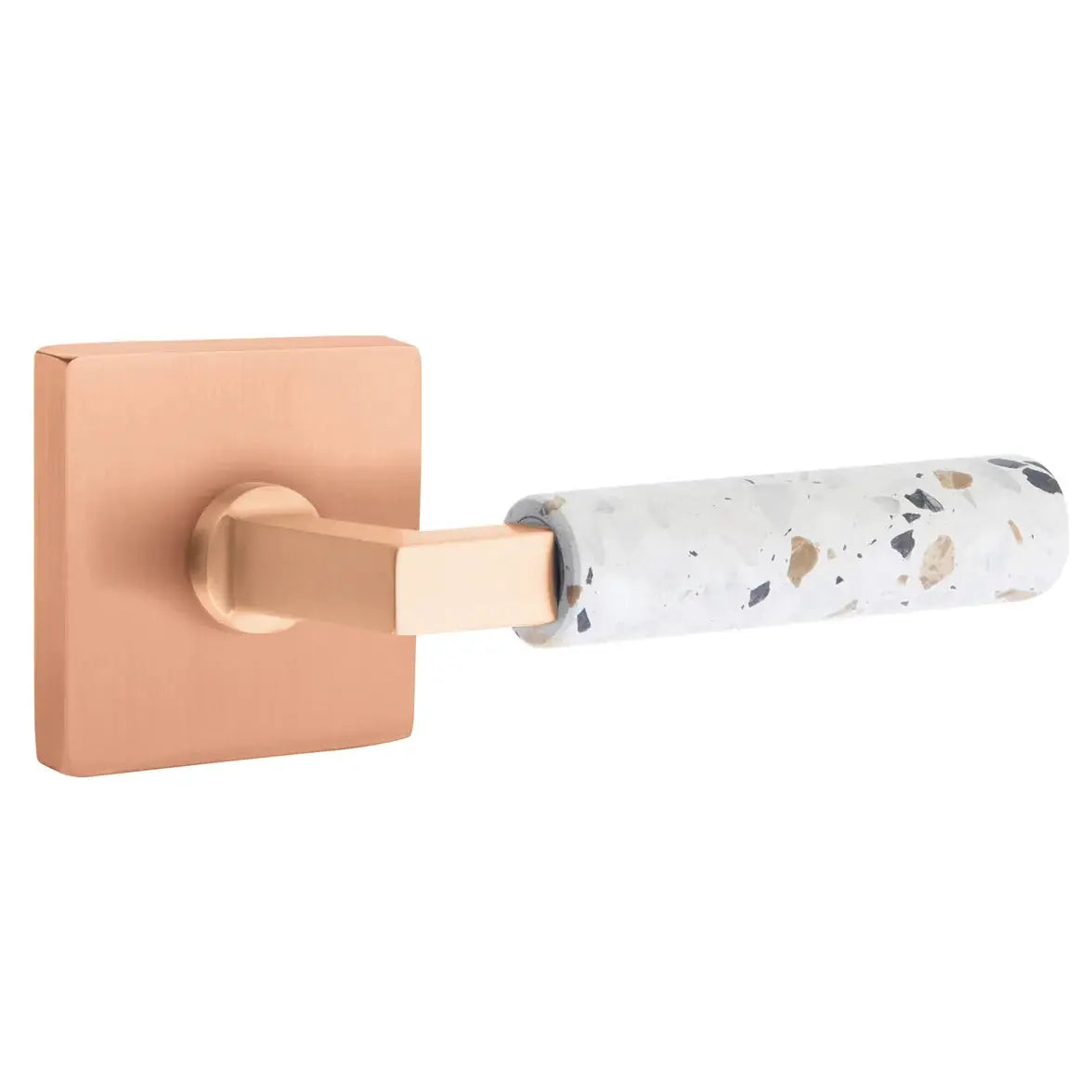 Emtek Light Terrazzo Lever with Square Rosette and L-Square Stem by Emtek