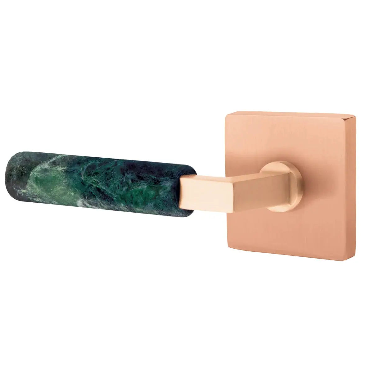 Emtek Green Marble Lever with Square Rosette and L-Square Stem by Emtek