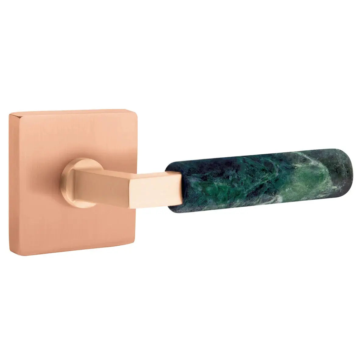 Emtek Green Marble Lever with Square Rosette and L-Square Stem by Emtek