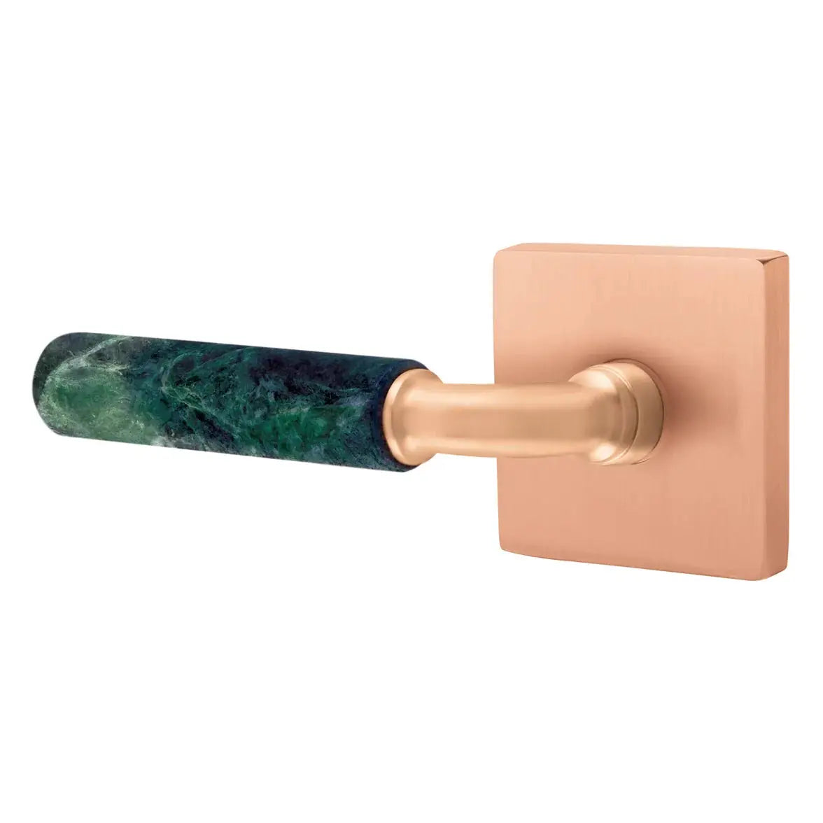 Emtek Green Marble Lever with Square Rosette and R-Bar Stem by Emtek