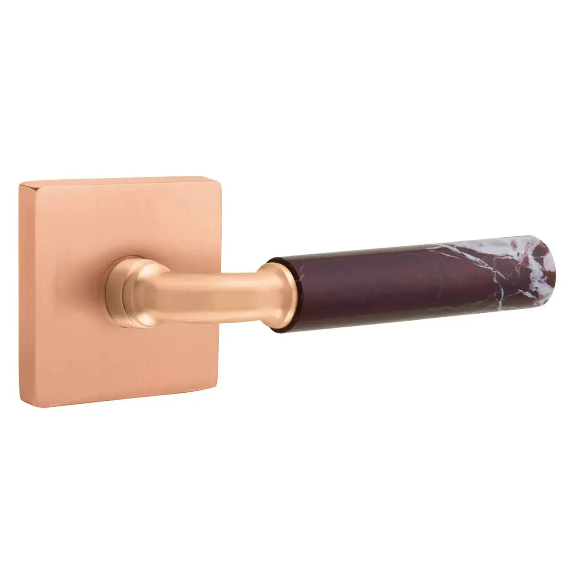 Emtek Rosso Levanto Marble Lever with Square Rosette and R-Bar Stem by Emtek