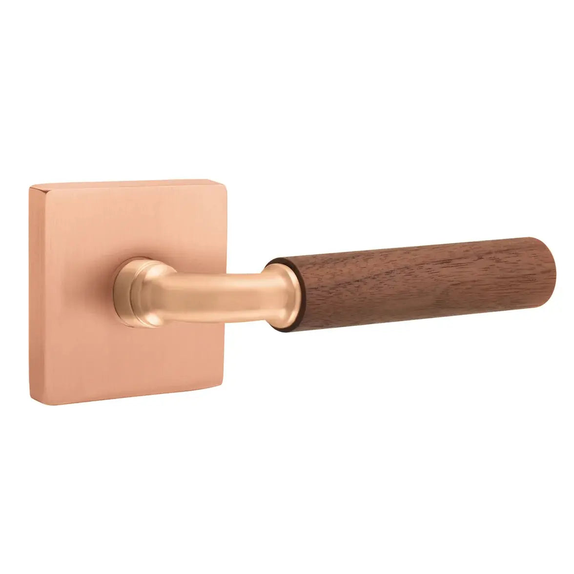 Emtek Walnut Lever with Square Rosette and R-Bar Stem