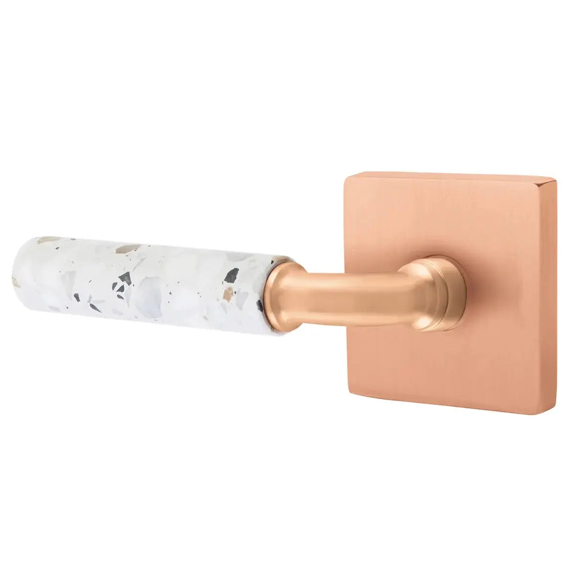 Emtek Light Terrazzo Lever with Square Rosette and R-Bar Stem by Emtek