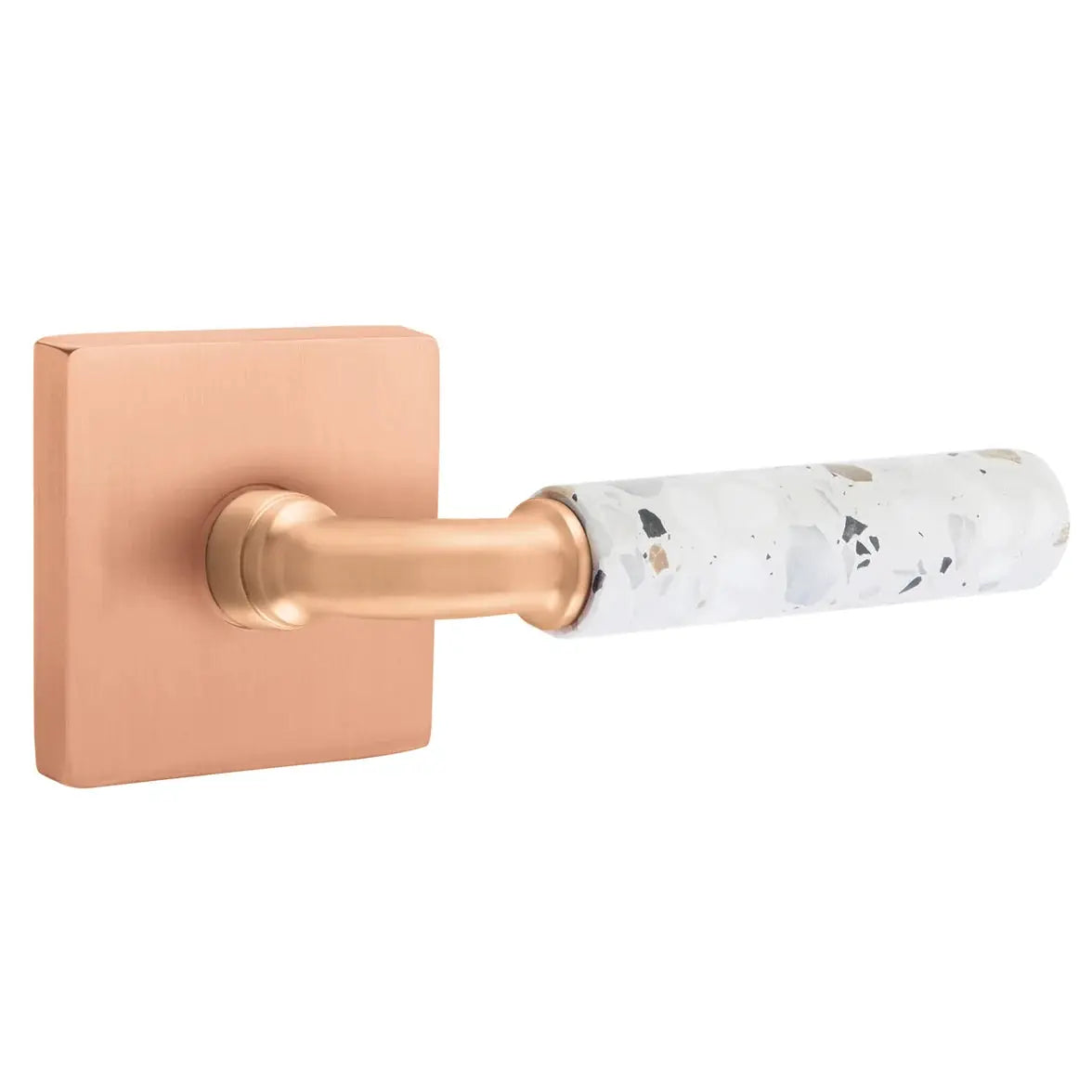 Emtek Light Terrazzo Lever with Square Rosette and R-Bar Stem by Emtek