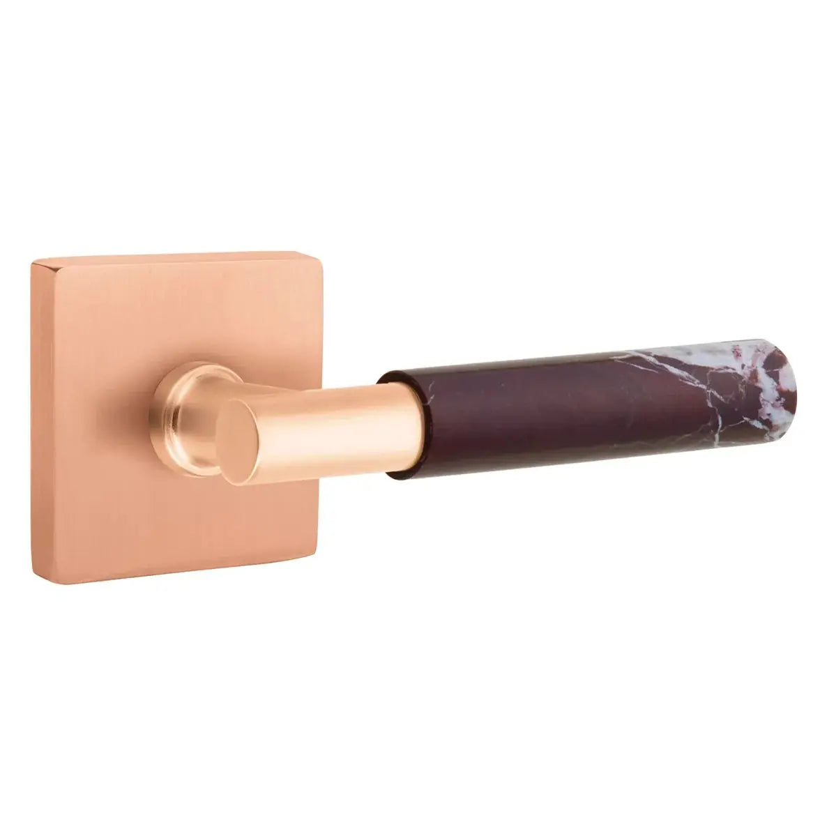 Emtek Rosso Levanto Marble Lever with Square Rosette and T-Bar Stem by Emtek
