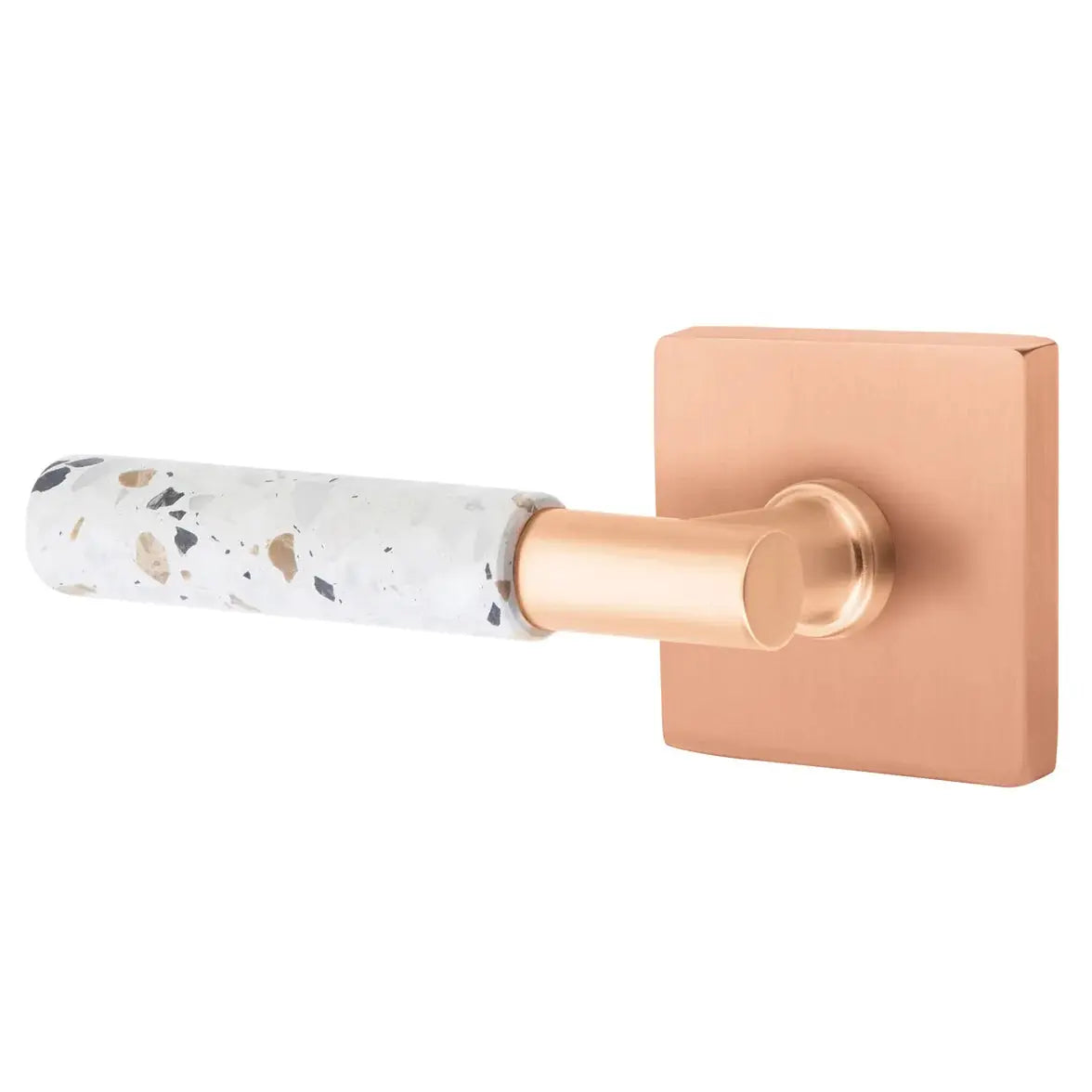 Emtek Light Terrazzo Lever with Square Rosette and T-Bar Stem by Emtek