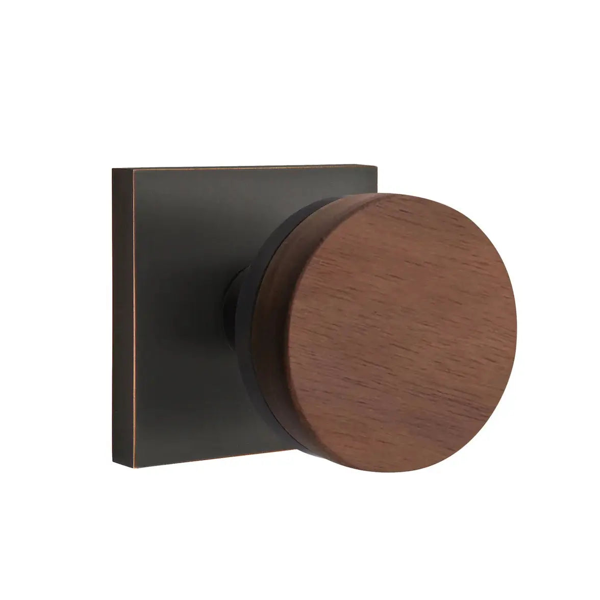 Emtek Walnut Knob with Square Rosette and Conical Stem by Emtek