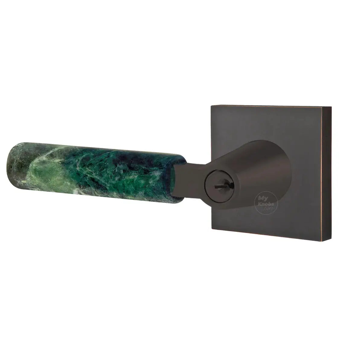 Emtek Green Marble Lever with Square Rosette and L-Square Stem by Emtek