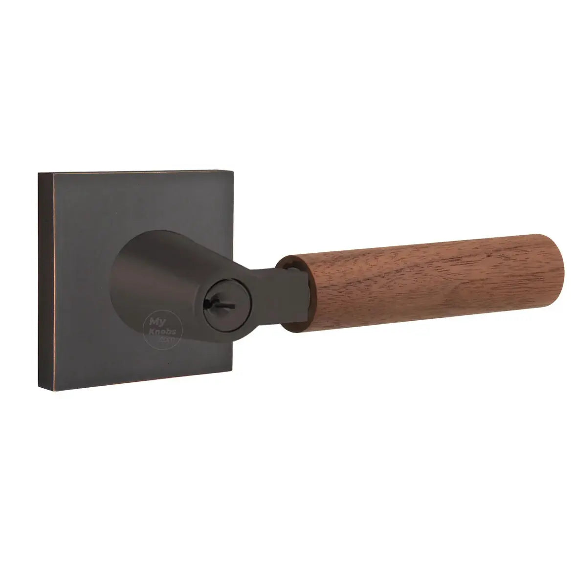 Emtek Walnut Lever with Square Rosette and L-Square Stem by Emtek