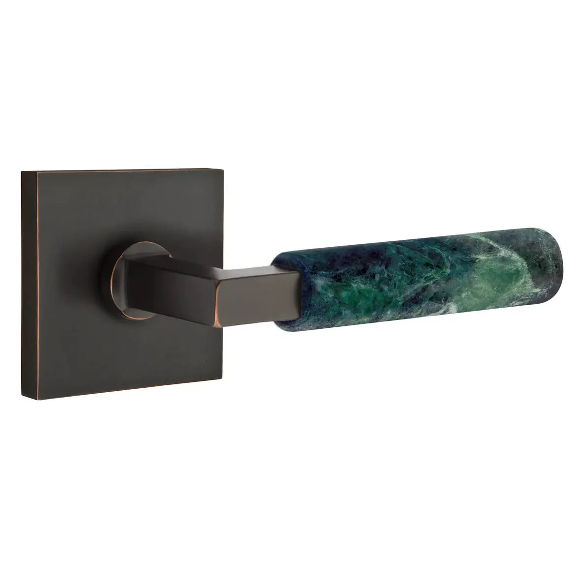 Emtek Green Marble Lever with Square Rosette and L-Square Stem by Emtek