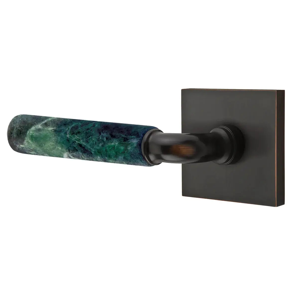 Emtek Green Marble Lever with Square Rosette and R-Bar Stem by Emtek
