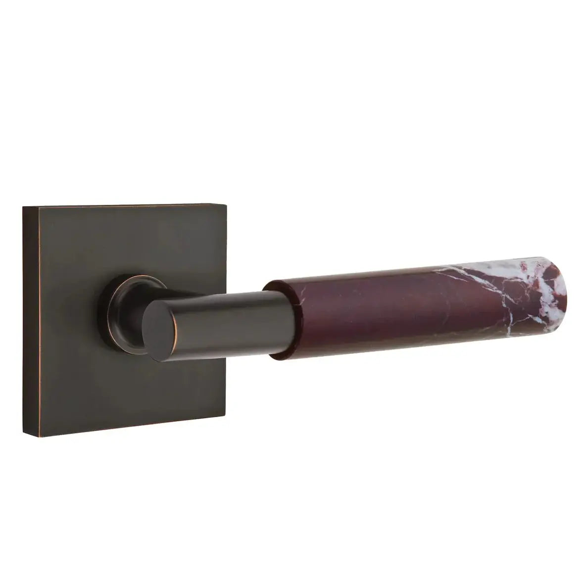 Emtek Rosso Levanto Marble Lever with Square Rosette and T-Bar Stem by Emtek