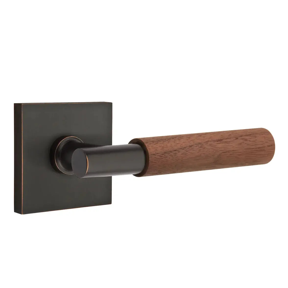 Emtek Walnut Lever with Square Rosette and T-Bar Stem by Emtek