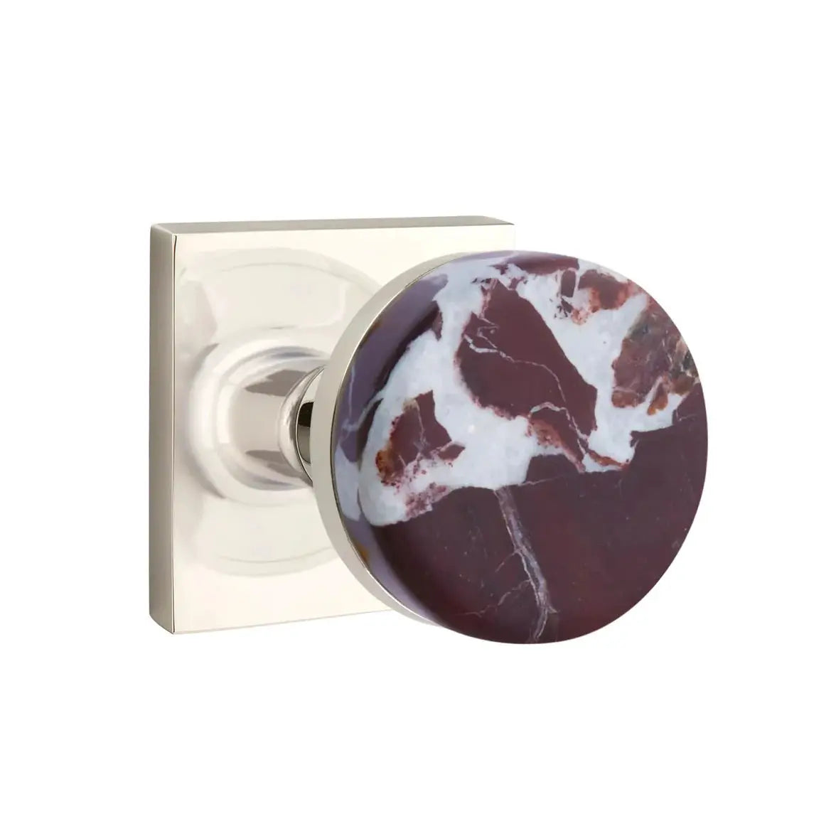 Emtek Rosso Levanto Marble Knob with Square Rosette and Conical Stem by Emtek