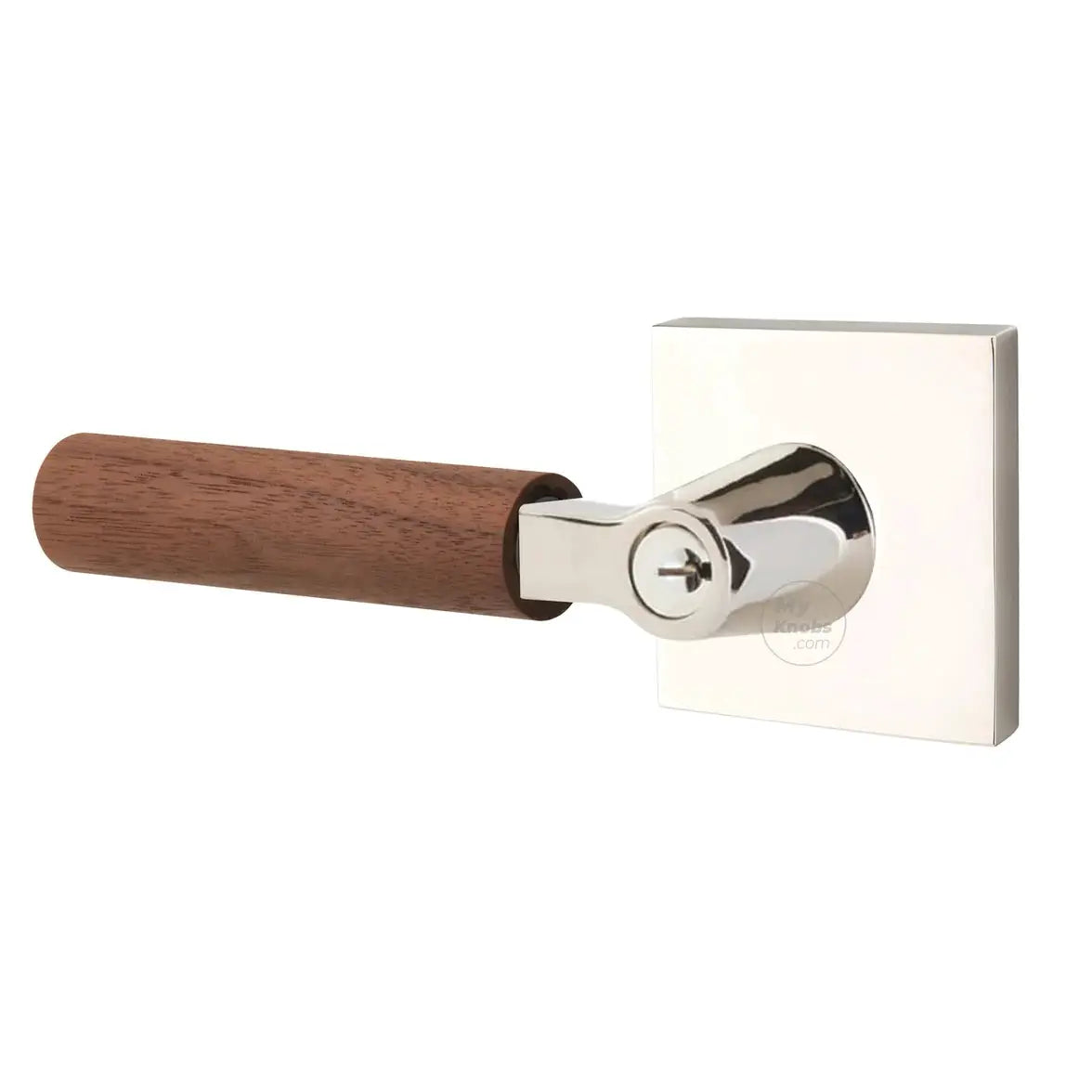 Emtek Walnut Lever with Square Rosette and L-Square Stem by Emtek