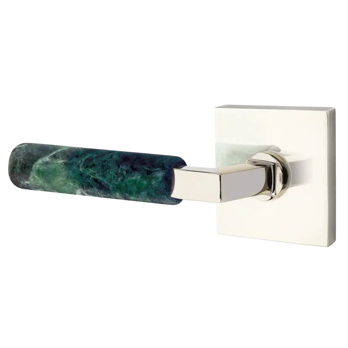 Emtek Green Marble Lever with Square Rosette and L-Square Stem by Emtek