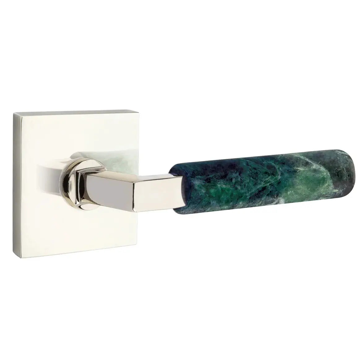 Emtek Green Marble Lever with Square Rosette and L-Square Stem by Emtek
