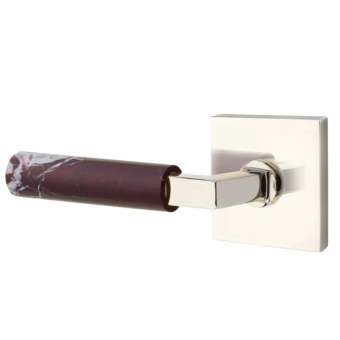 Emtek Rosso Levanto Marble Lever with Square Rosette and L-Square Stem by Emtek