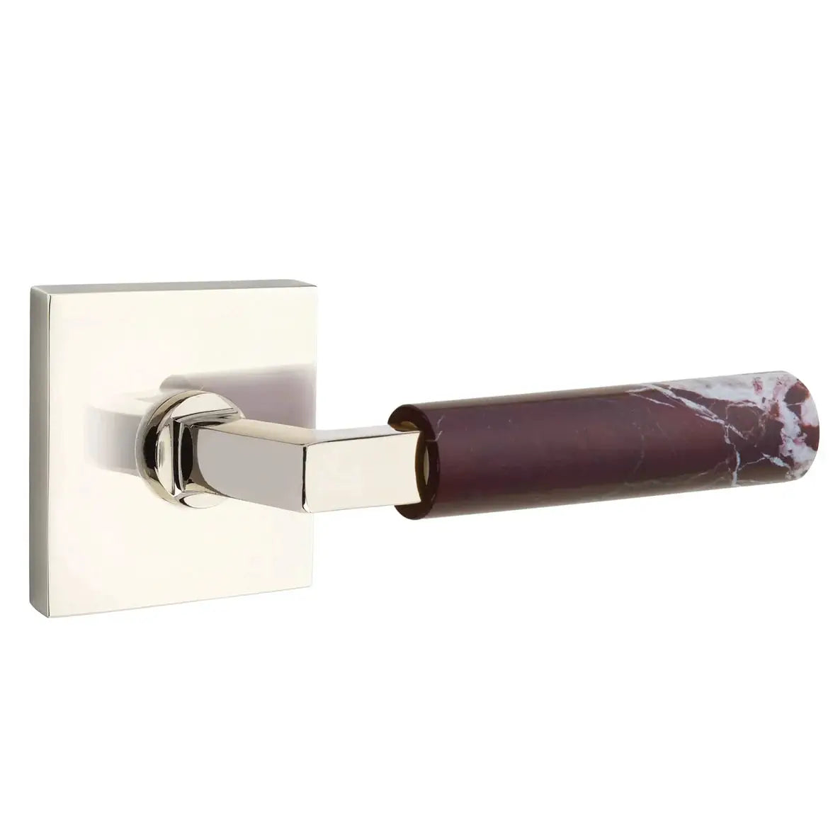 Emtek Rosso Levanto Marble Lever with Square Rosette and L-Square Stem by Emtek