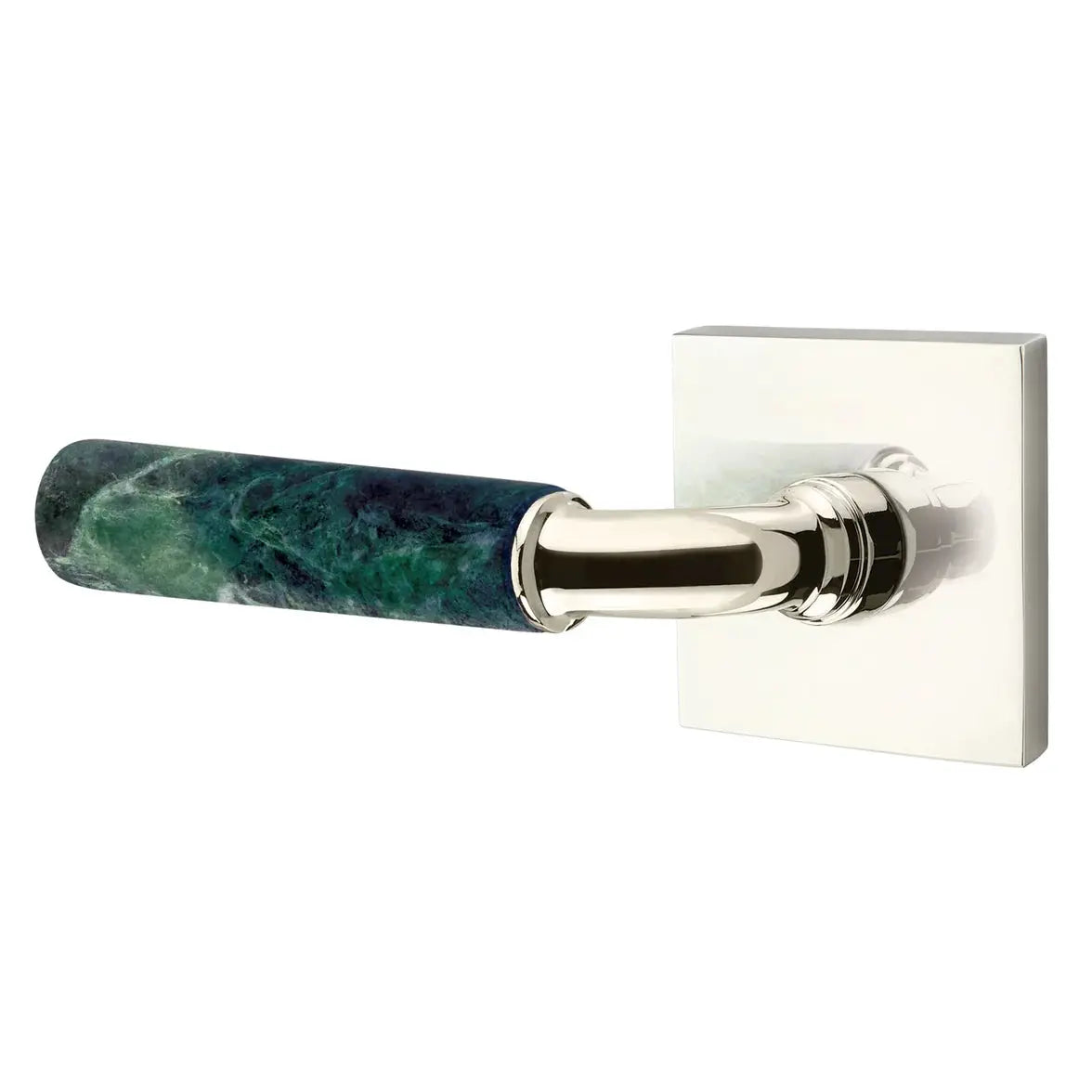 Emtek Green Marble Lever with Square Rosette and R-Bar Stem by Emtek