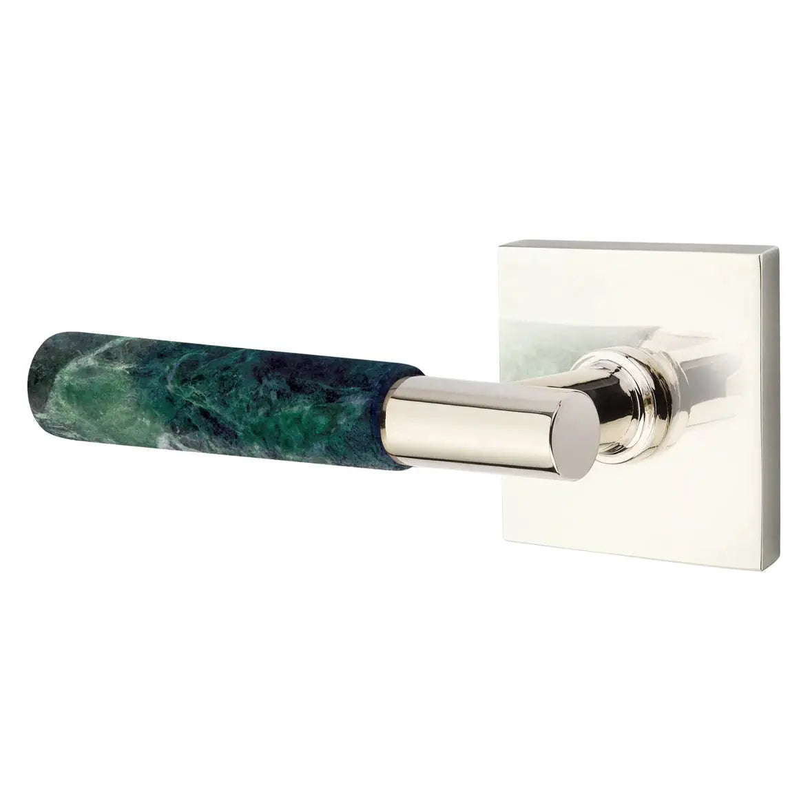 Emtek Green Marble Lever with Square Rosette and T-Bar Stem by Emtek