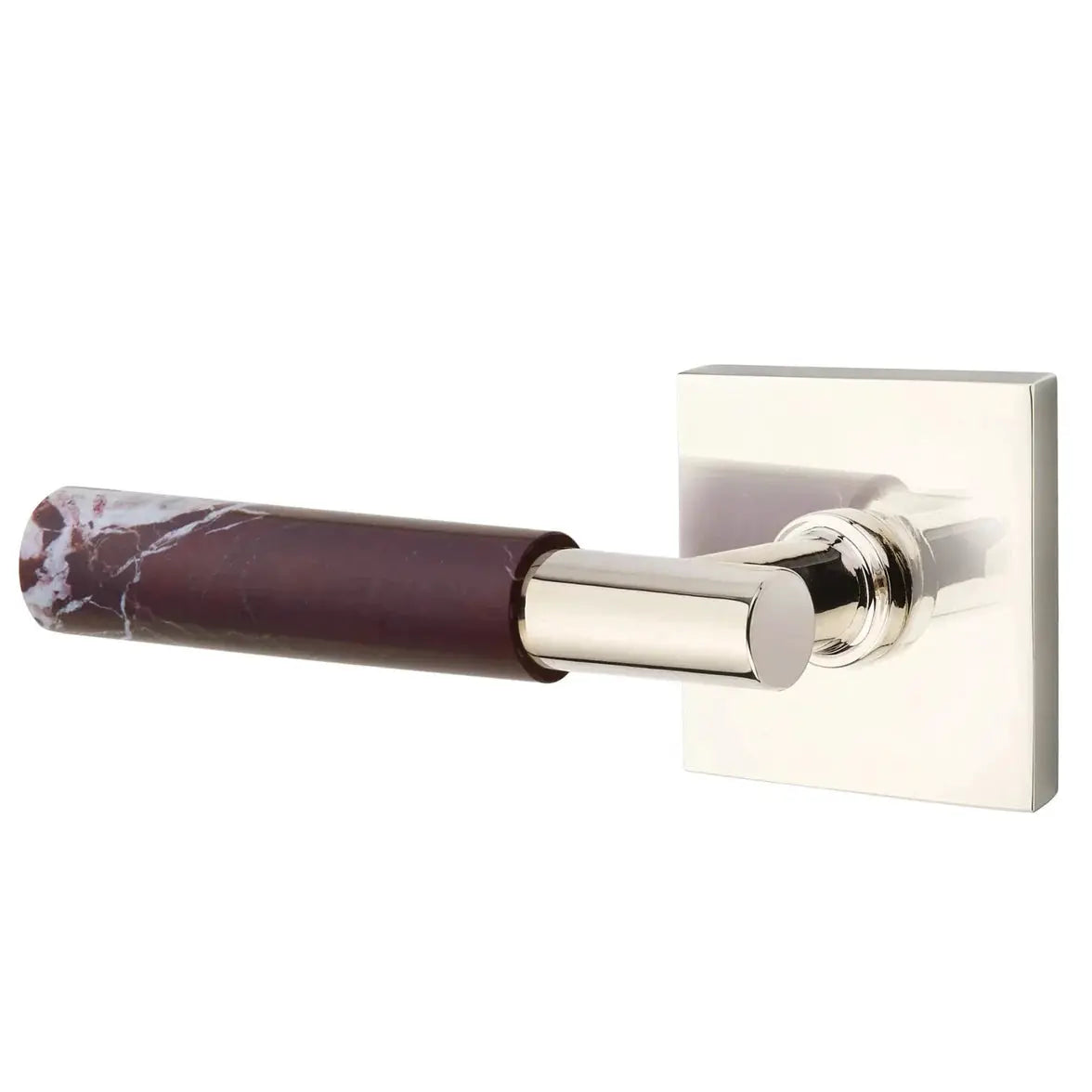 Emtek Rosso Levanto Marble Lever with Square Rosette and T-Bar Stem by Emtek