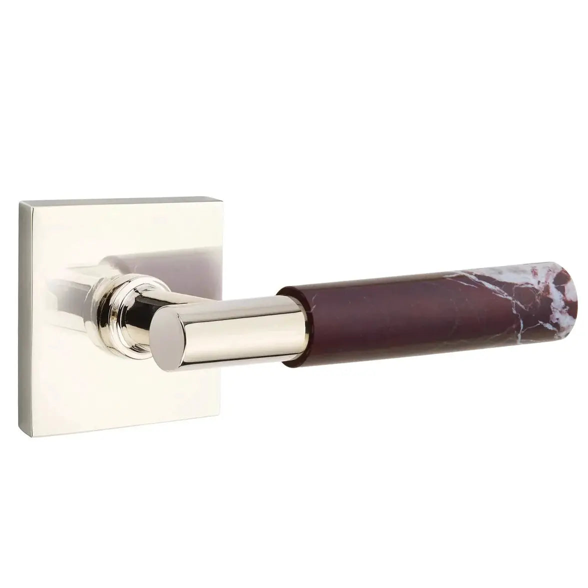 Emtek Rosso Levanto Marble Lever with Square Rosette and T-Bar Stem by Emtek