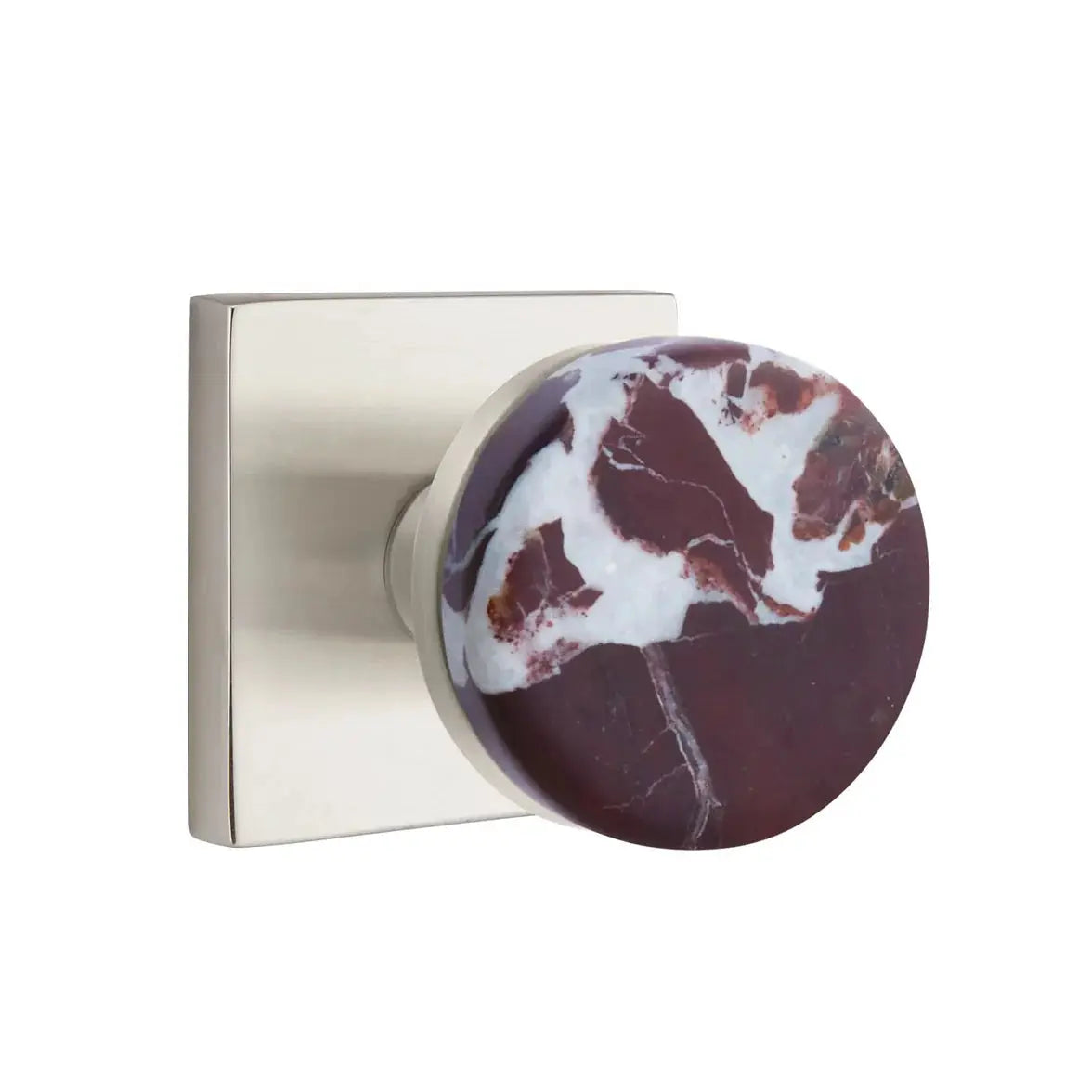 Emtek Rosso Levanto Marble Knob with Square Rosette and Conical Stem by Emtek