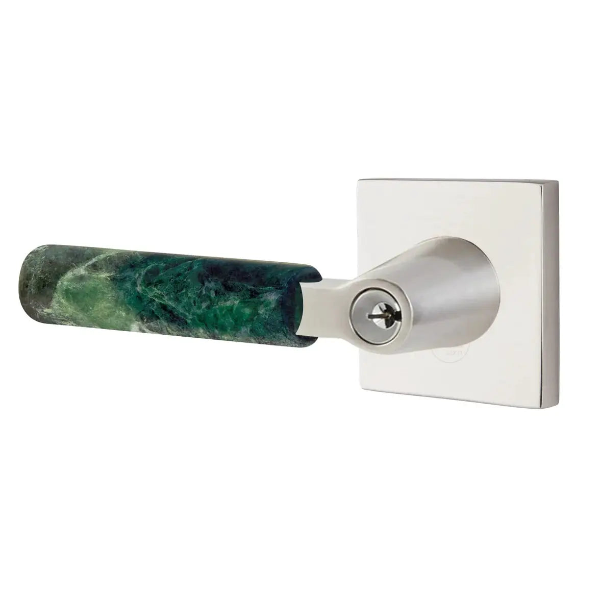 Emtek Green Marble Lever with Square Rosette and L-Square Stem by Emtek
