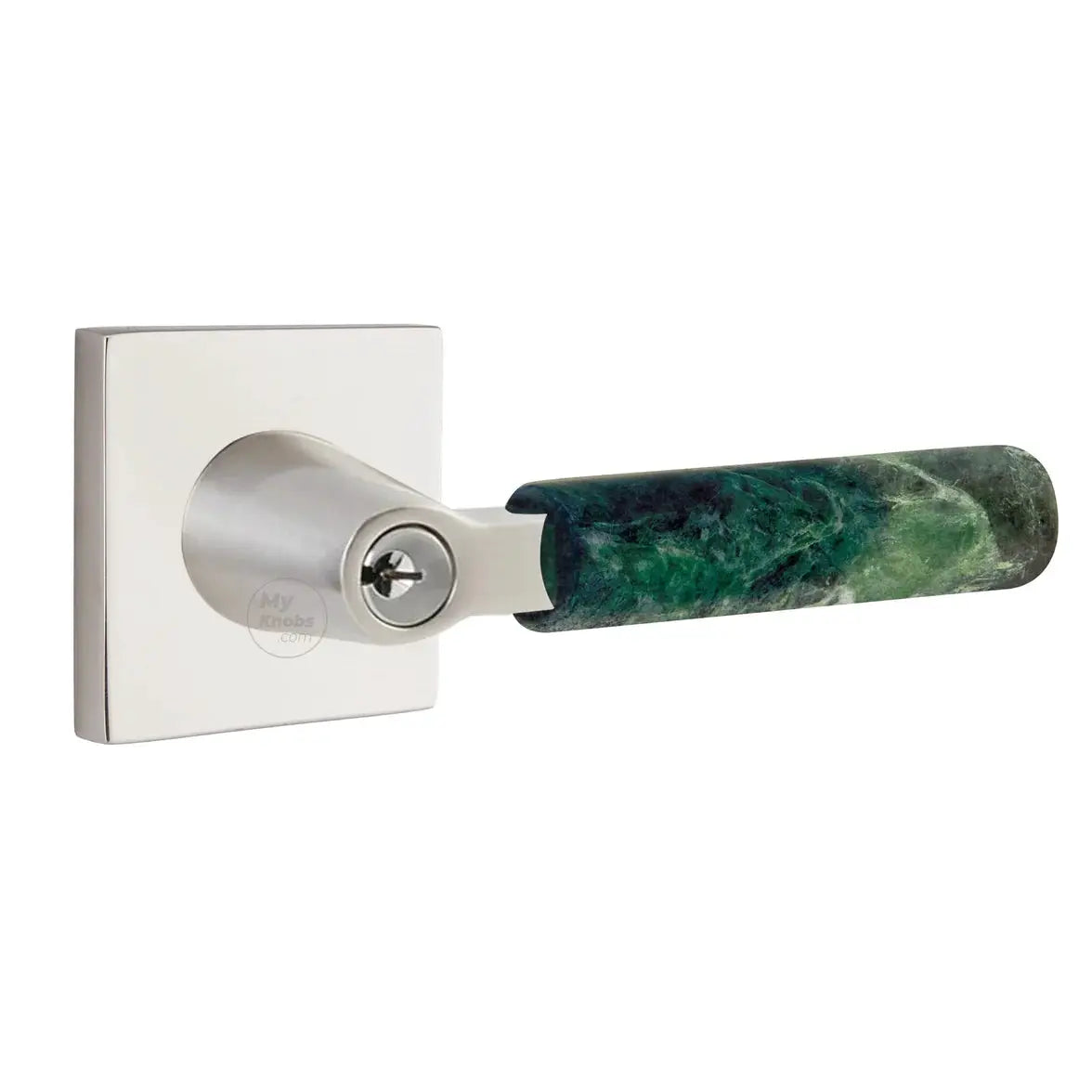 Emtek Green Marble Lever with Square Rosette and L-Square Stem by Emtek