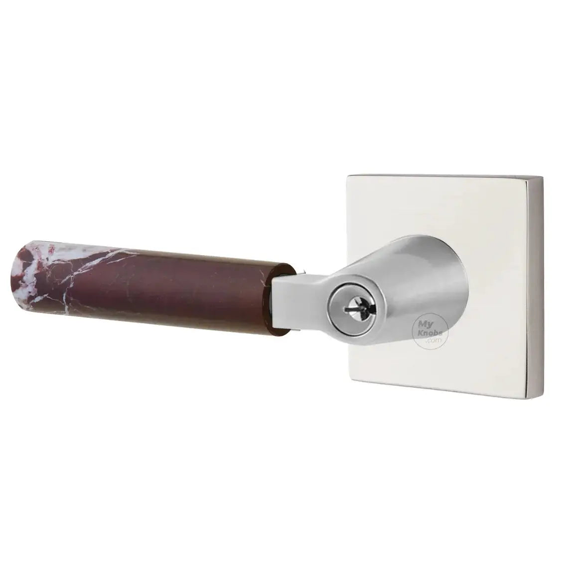 Emtek Rosso Levanto Marble Lever with Square Rosette and L-Square Stem by Emtek