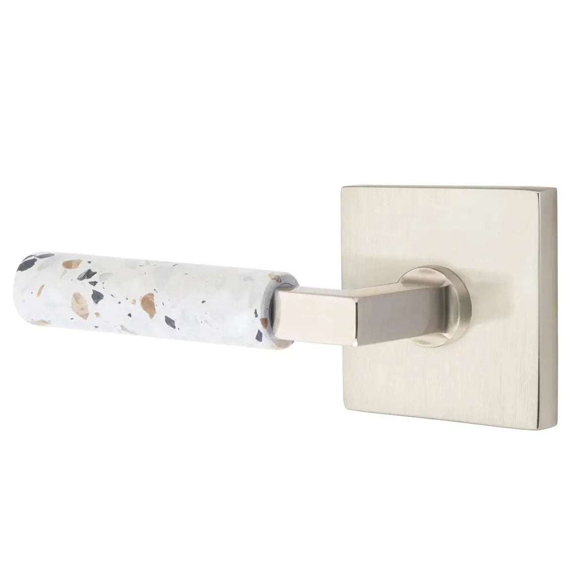 Emtek Light Terrazzo Lever with Square Rosette and L-Square Stem by Emtek