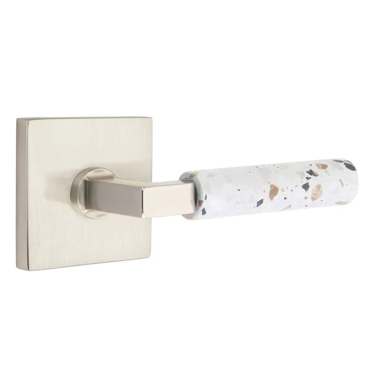 Emtek Light Terrazzo Lever with Square Rosette and L-Square Stem by Emtek