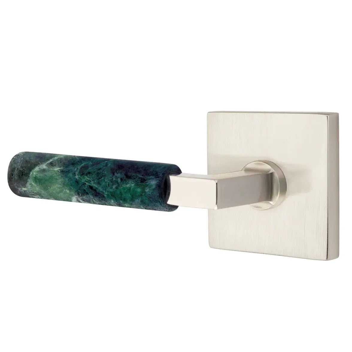 Emtek Green Marble Lever with Square Rosette and L-Square Stem by Emtek
