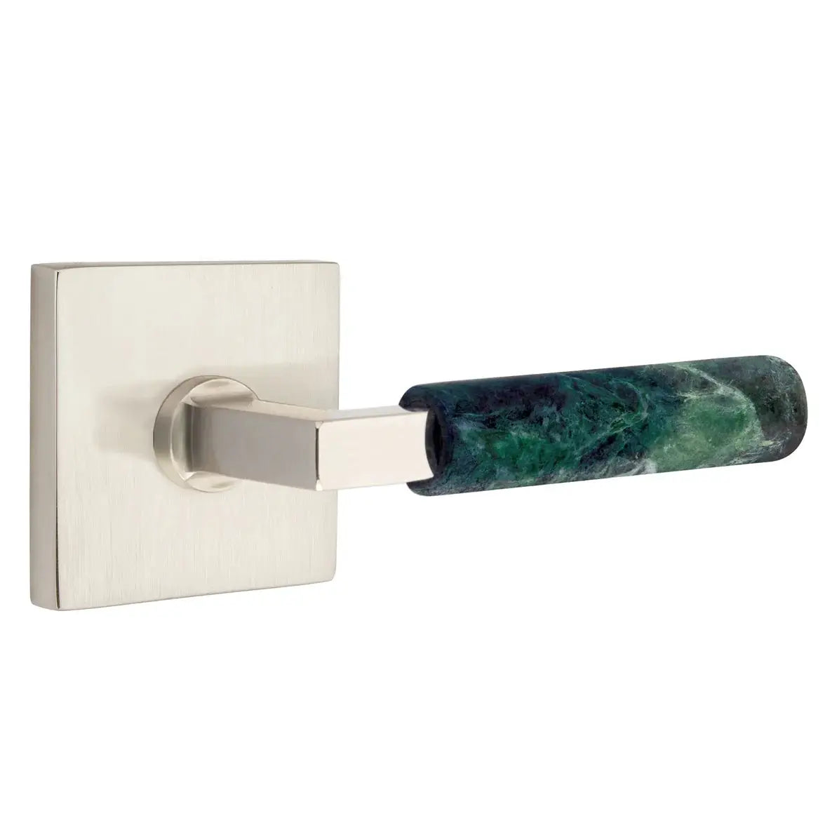 Emtek Green Marble Lever with Square Rosette and L-Square Stem by Emtek
