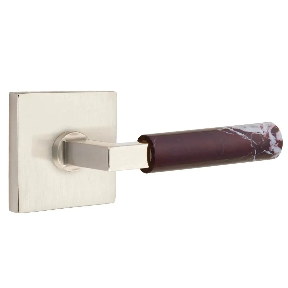 Emtek Rosso Levanto Marble Lever with Square Rosette and L-Square Stem by Emtek
