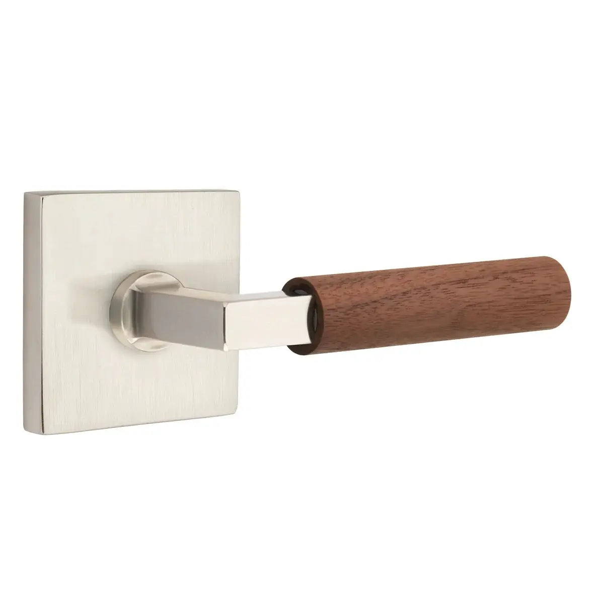 Emtek Walnut Lever with Square Rosette and L-Square Stem by Emtek