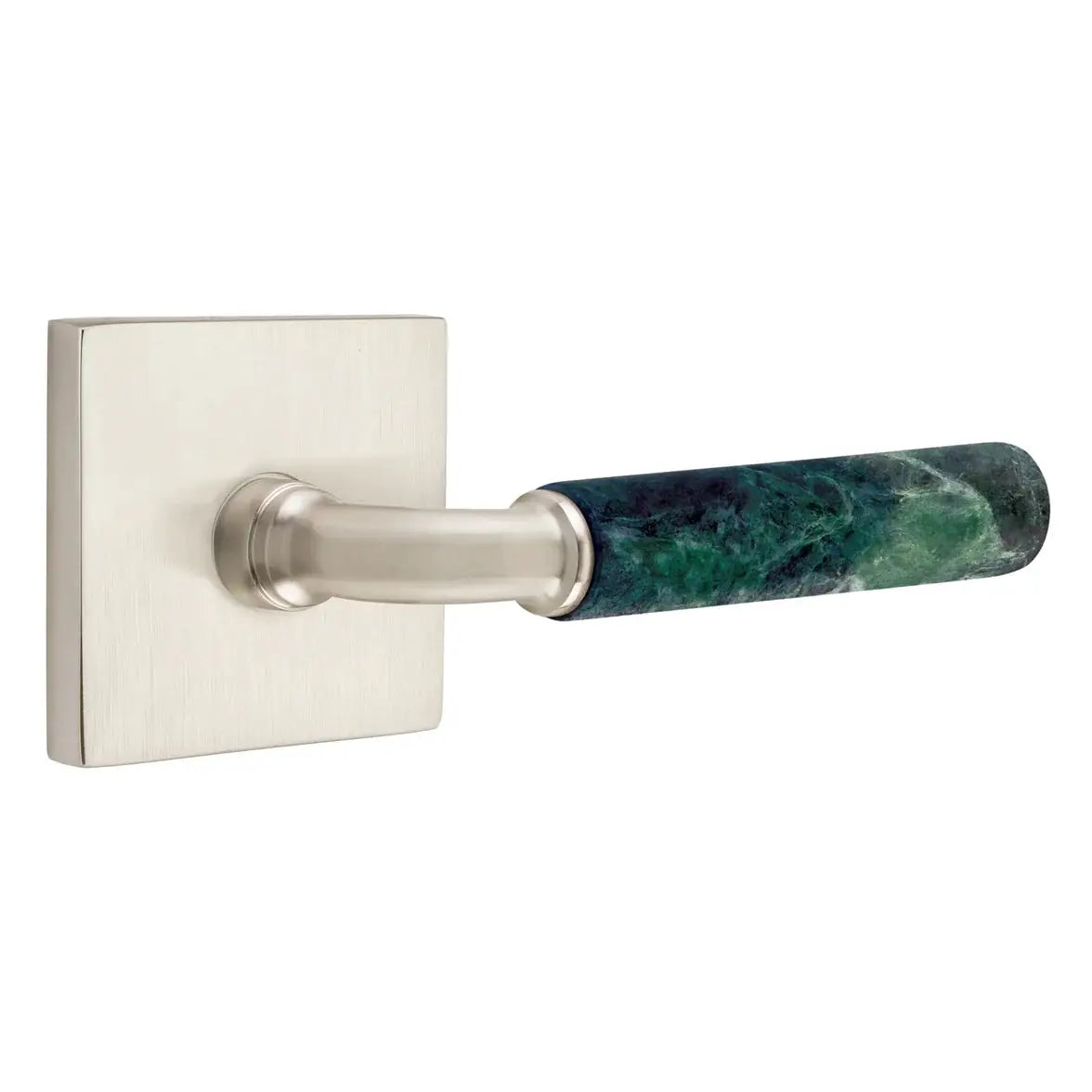 Emtek Green Marble Lever with Square Rosette and R-Bar Stem by Emtek