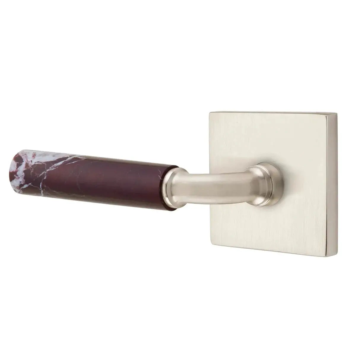 Emtek Rosso Levanto Marble Lever with Square Rosette and R-Bar Stem by Emtek