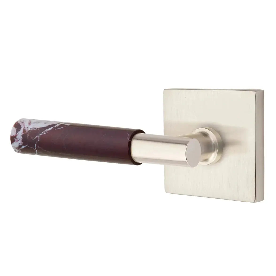 Emtek Rosso Levanto Marble Lever with Square Rosette and T-Bar Stem by Emtek