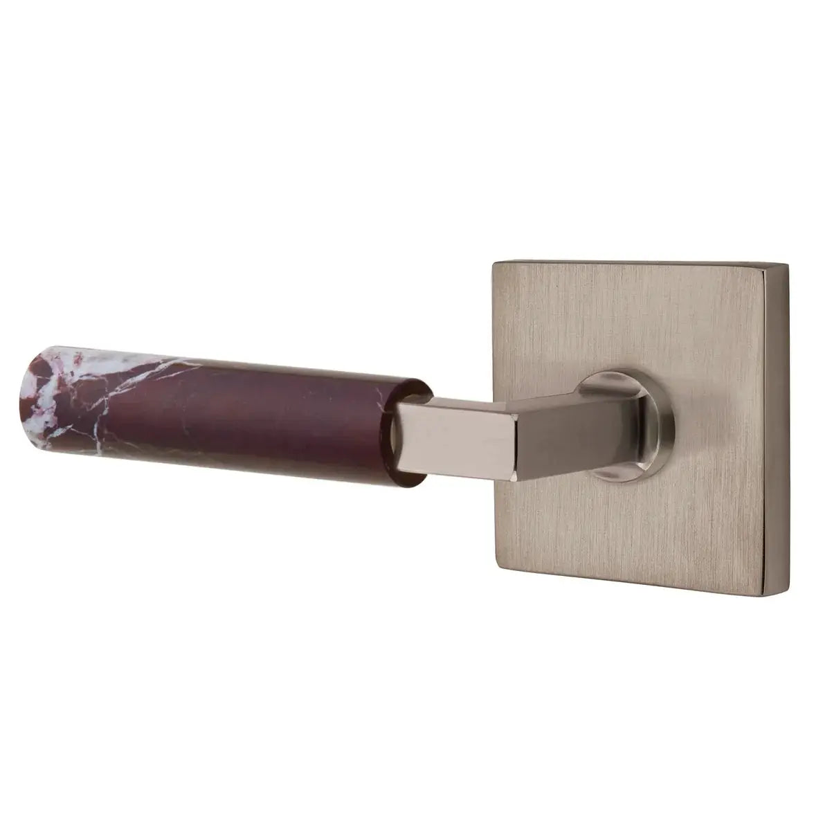 Emtek Rosso Levanto Marble Lever with Square Rosette and L-Square Stem by Emtek