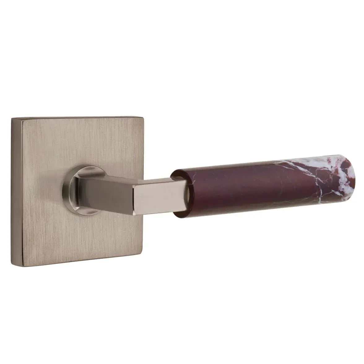 Emtek Rosso Levanto Marble Lever with Square Rosette and L-Square Stem by Emtek